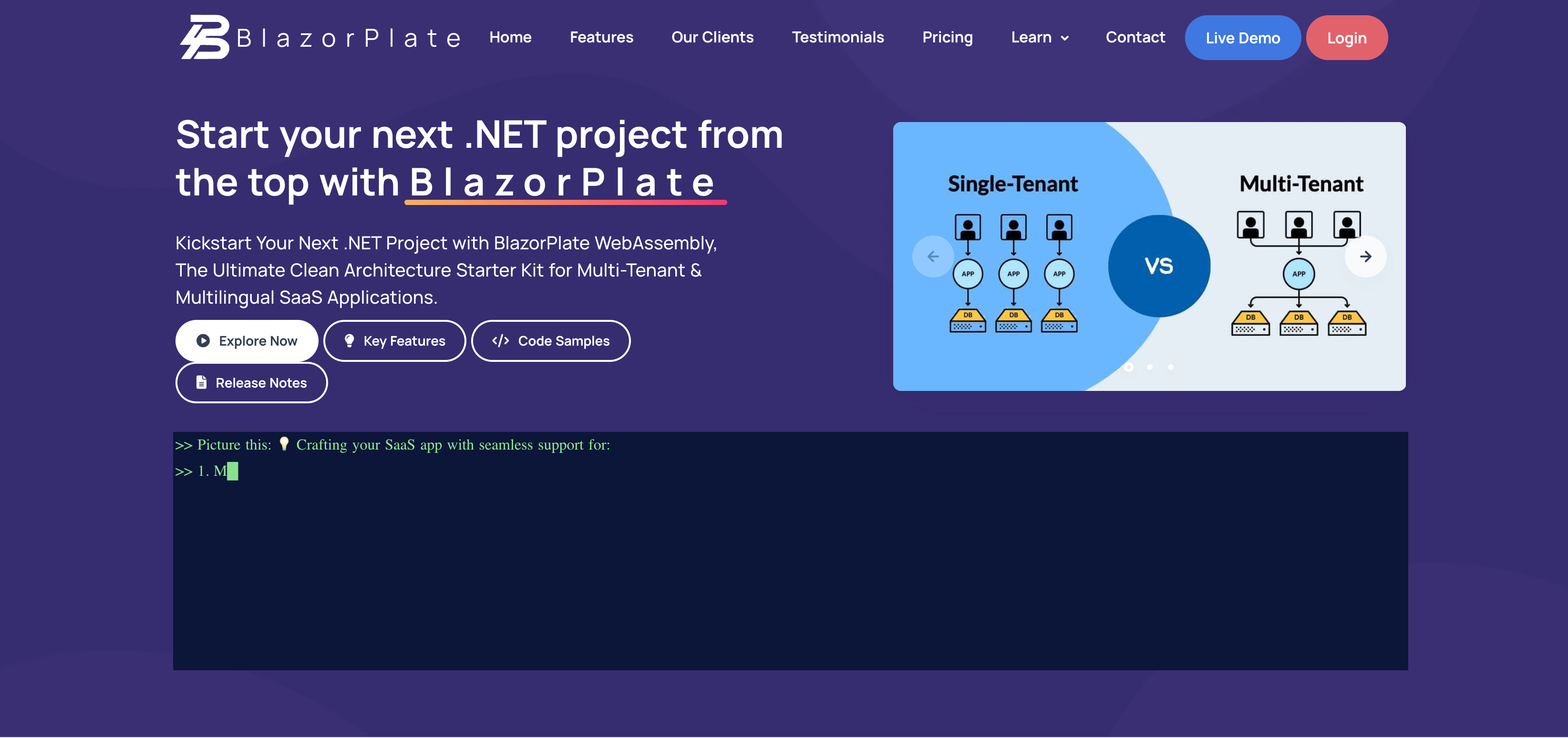 Screenshot du boilerplate SaaS Blazorplate