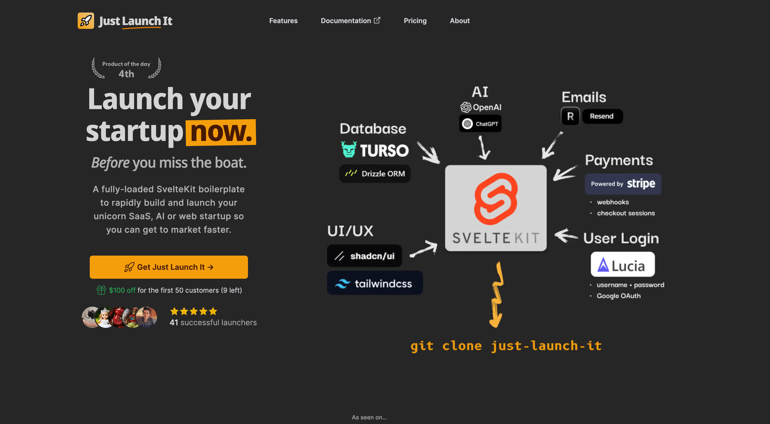 Screenshot du boilerplate SaaS Just Launch