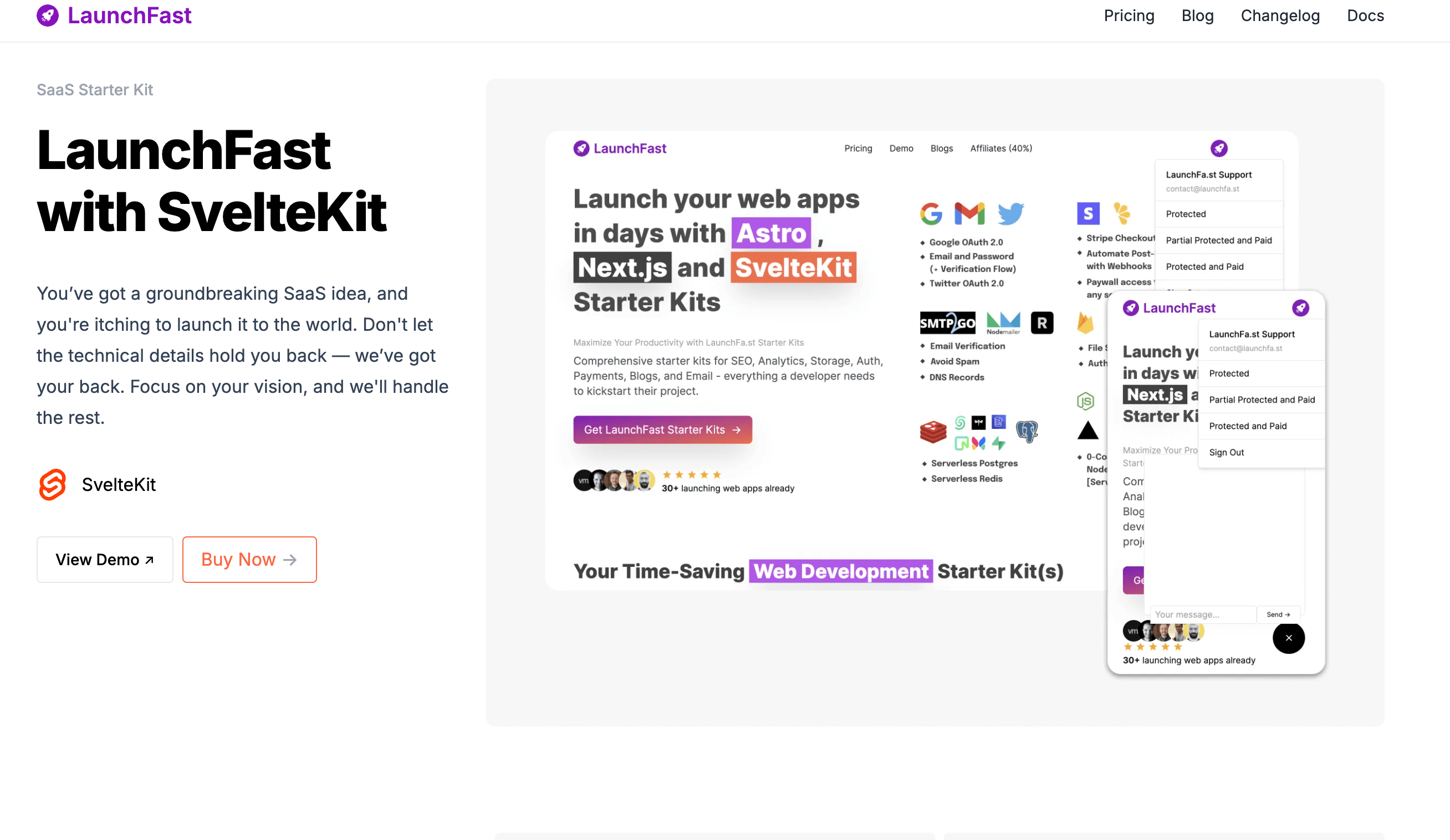 Screenshot du boilerplate SaaS LaunchFast