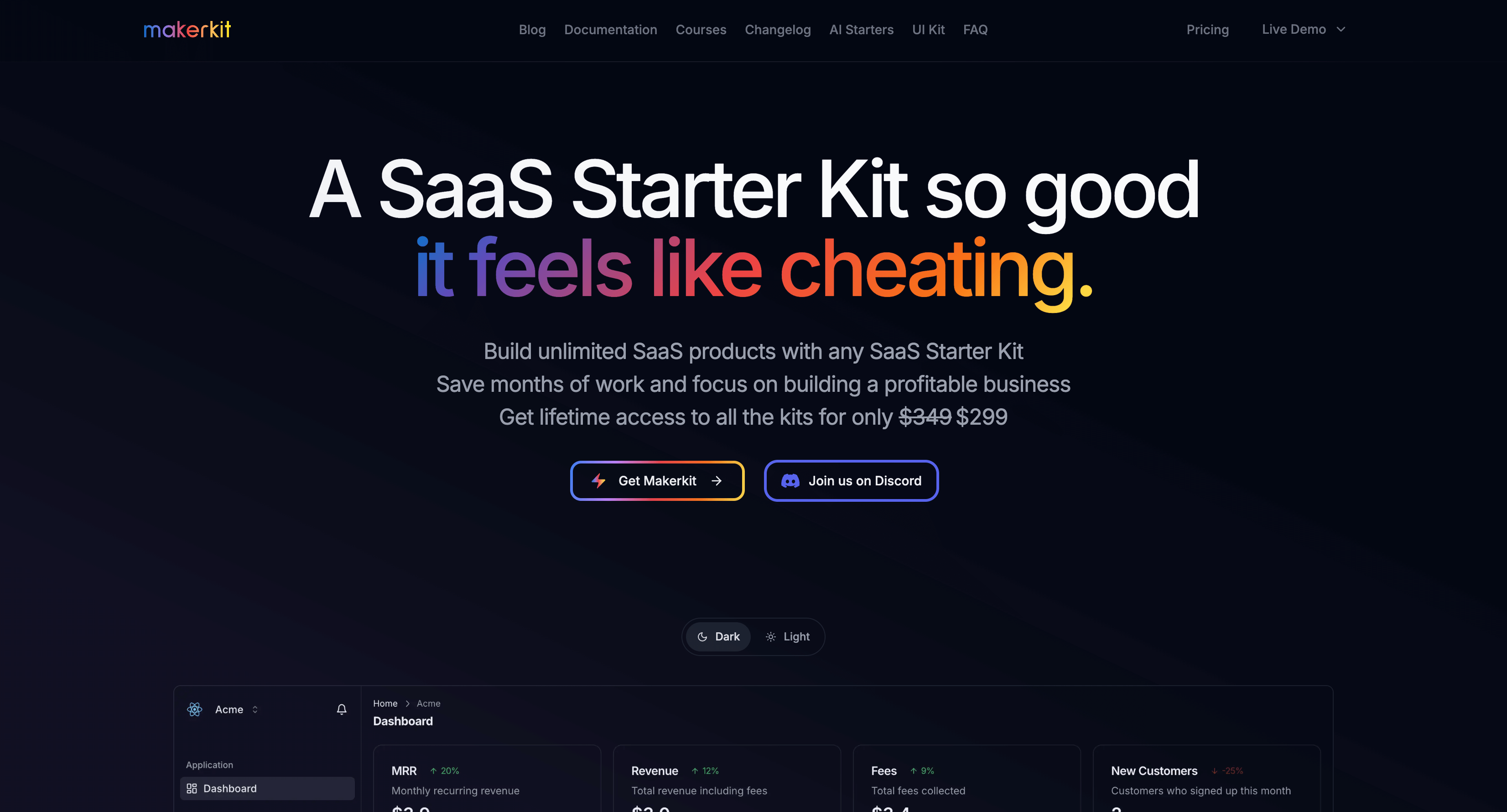 Screenshot du boilerplate SaaS Makerkit