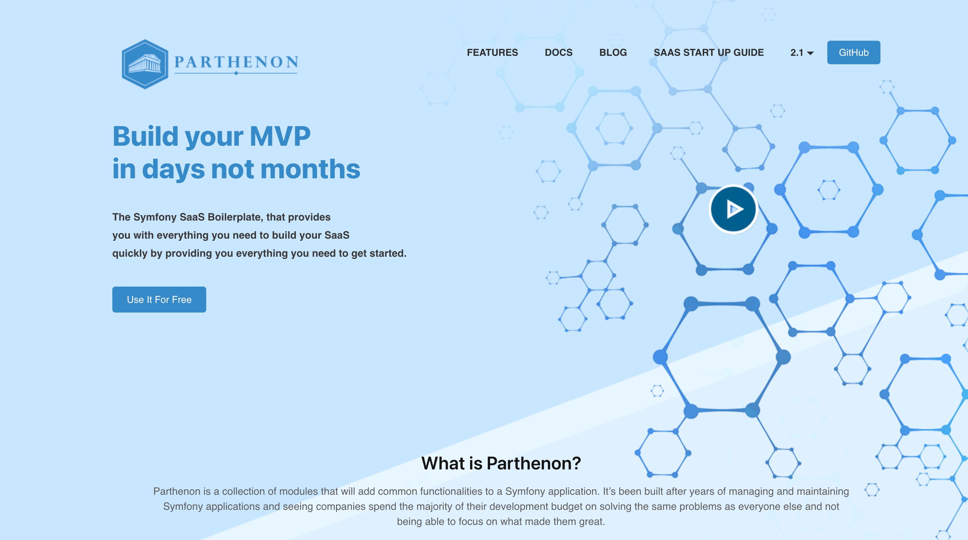 Screenshot du boilerplate SaaS Parthenon