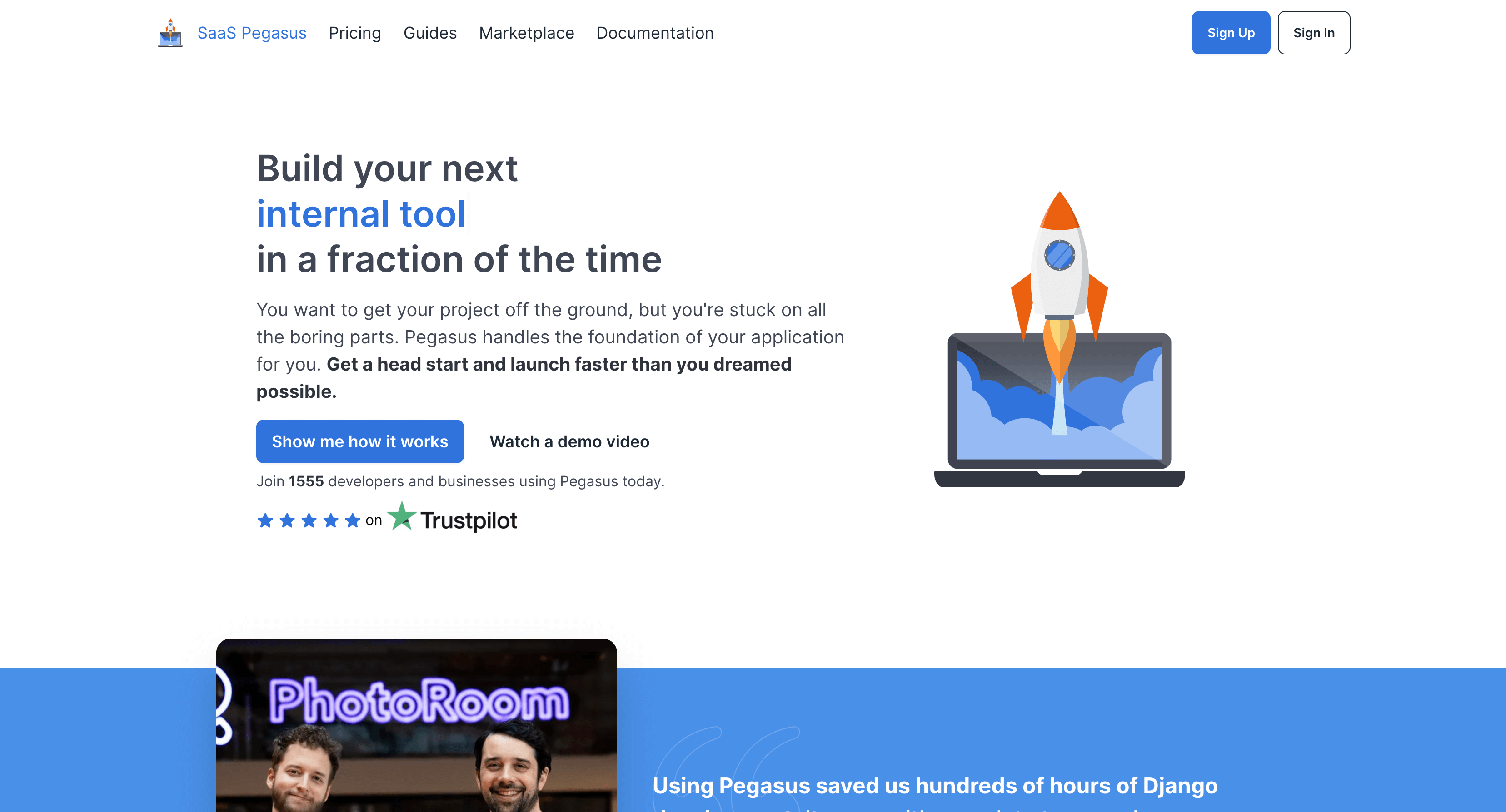 Screenshot du boilerplate SaaS Saas Pegasus
