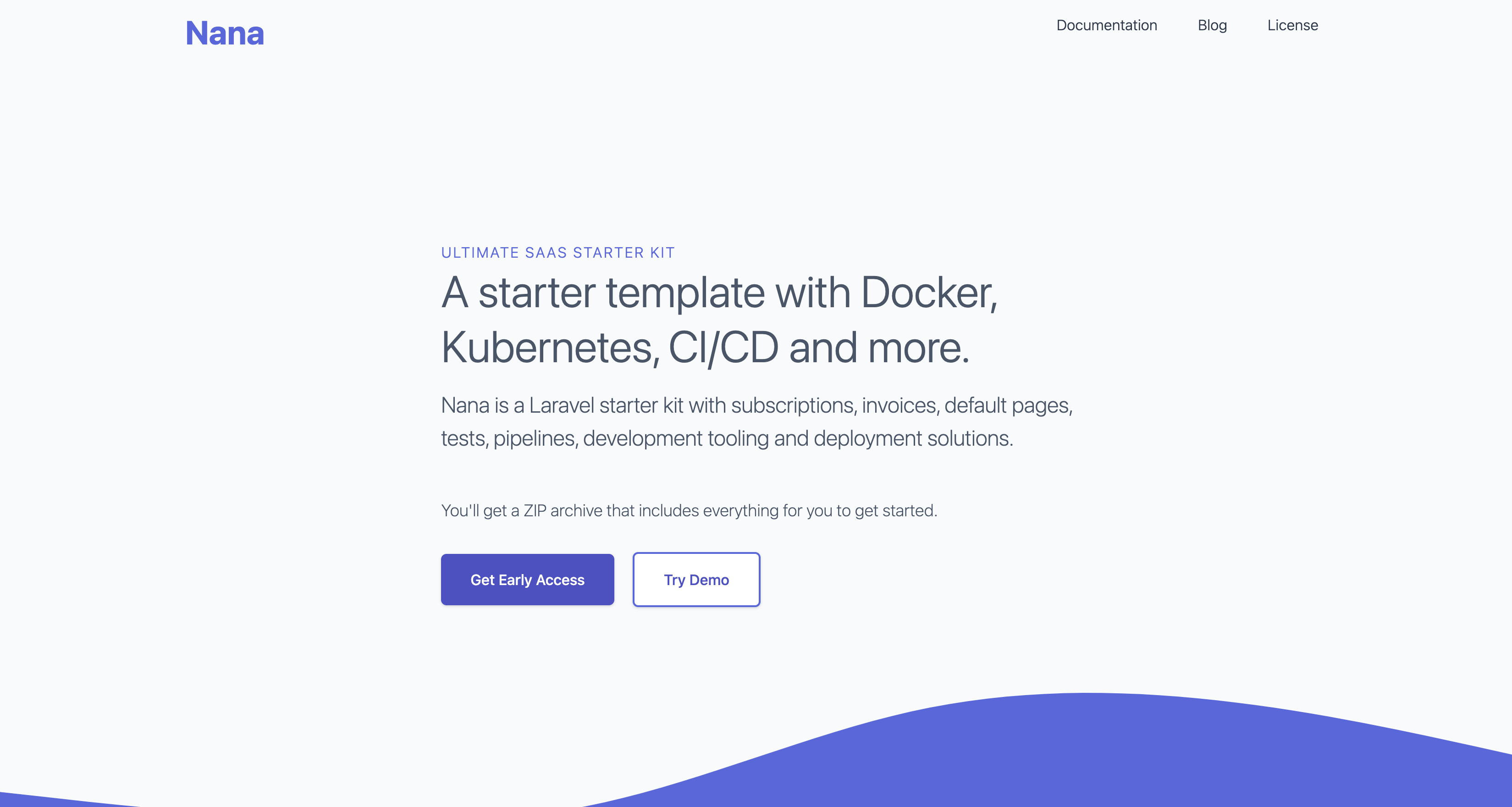 Screenshot du boilerplate SaaS Nana