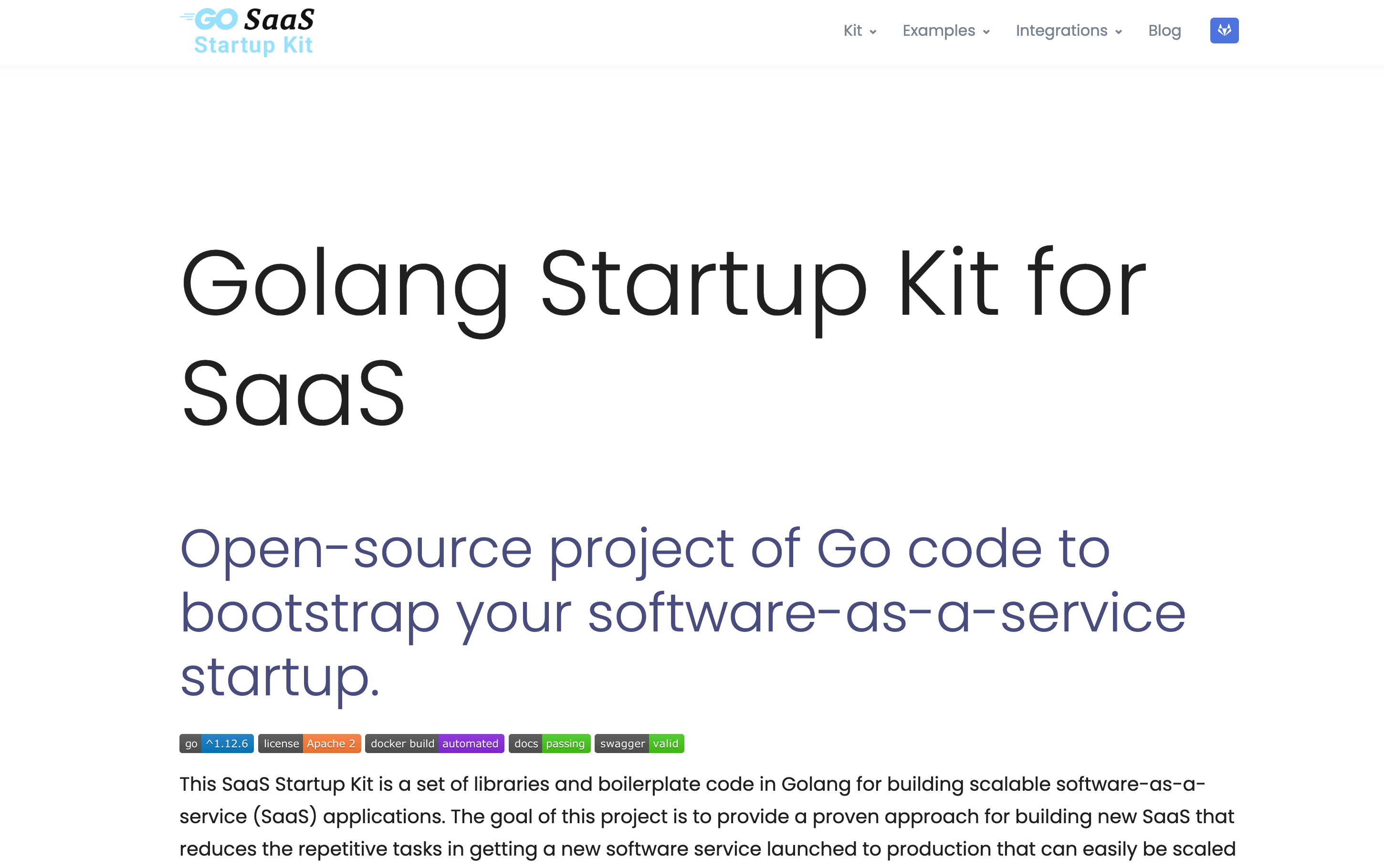 Screenshot du boilerplate SaaS Go SaaS Startup Kit
